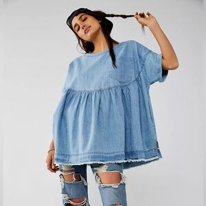 Free People Denim Moon City Top
